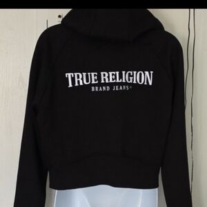 True Religion Black Hoodie with White Logo